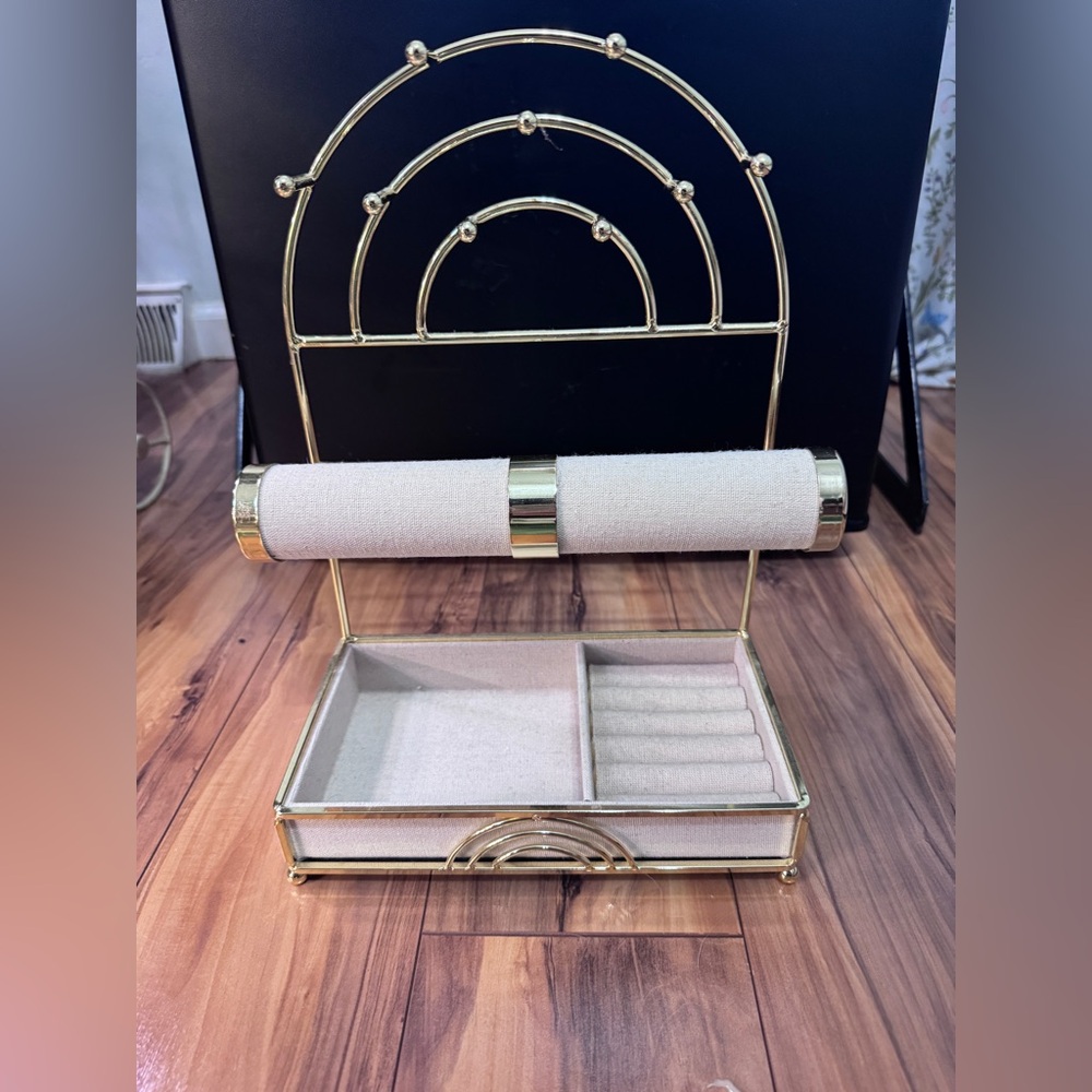 Gold Jewelry Organizer with Cream Accents